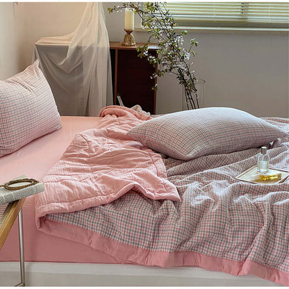 DROPPZZA Plaid Summer Quilt Double-sided Bedding