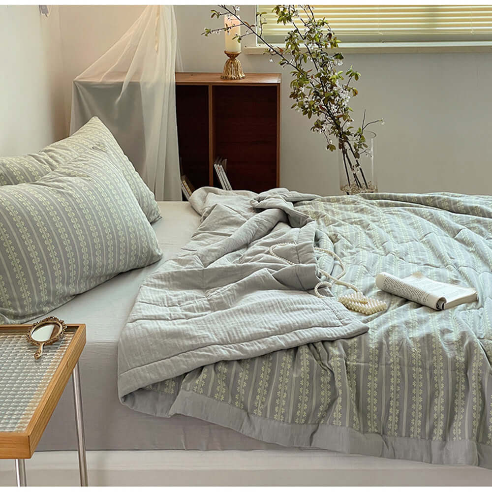 DROPPZZA Plaid Summer Quilt Double-sided Bedding