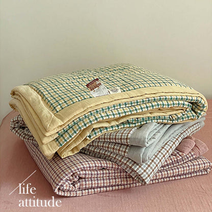 DROPPZZA Plaid Summer Quilt Double-sided Bedding