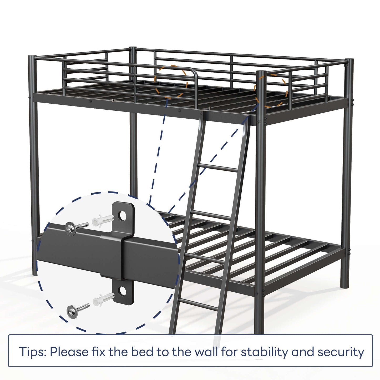 DROPPZZA Twin Over Twin Loft Bunk Bed Black