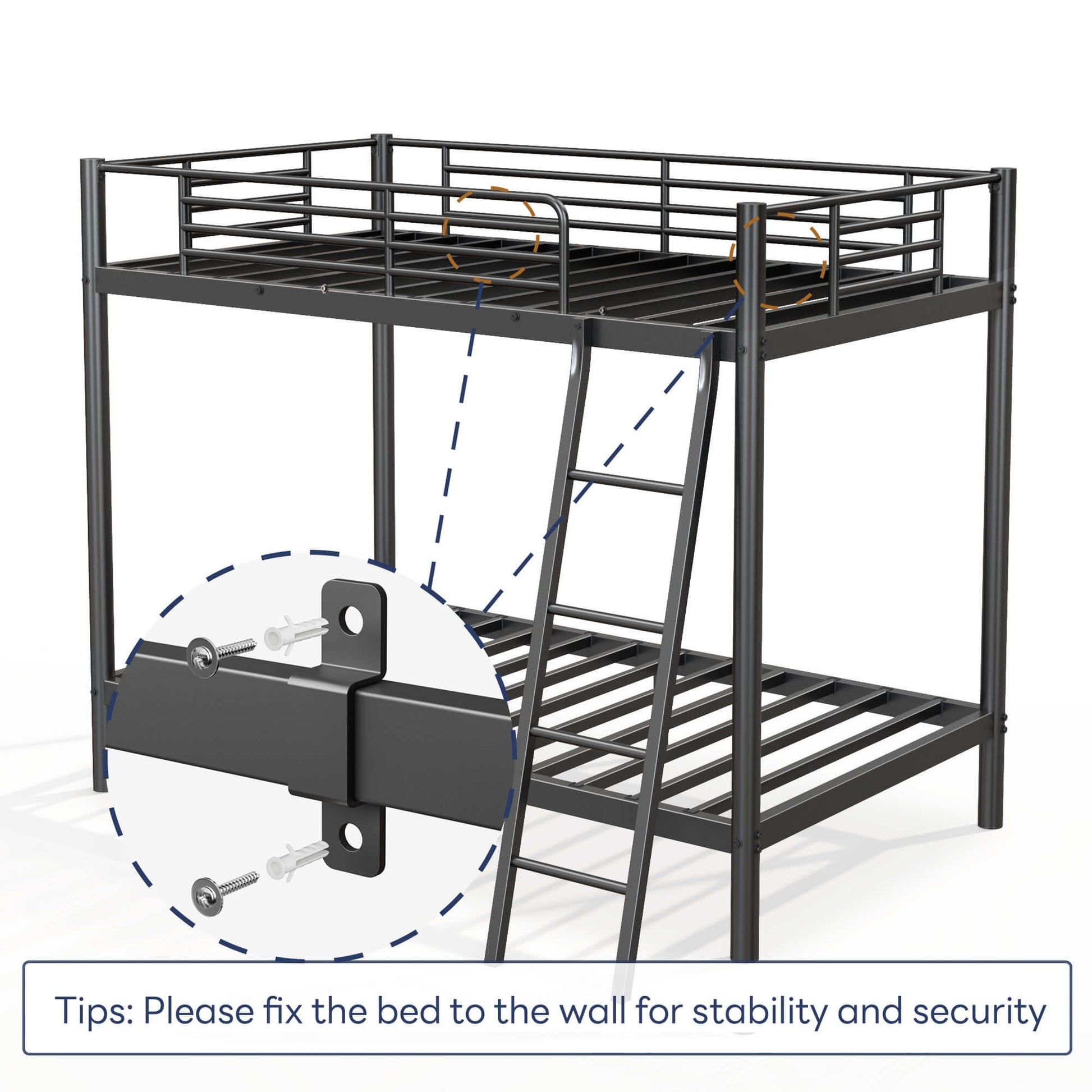 DROPPZZA Twin Over Twin Loft Bunk Bed Black