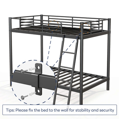 DROPPZZA Twin Over Twin Loft Bunk Bed Black