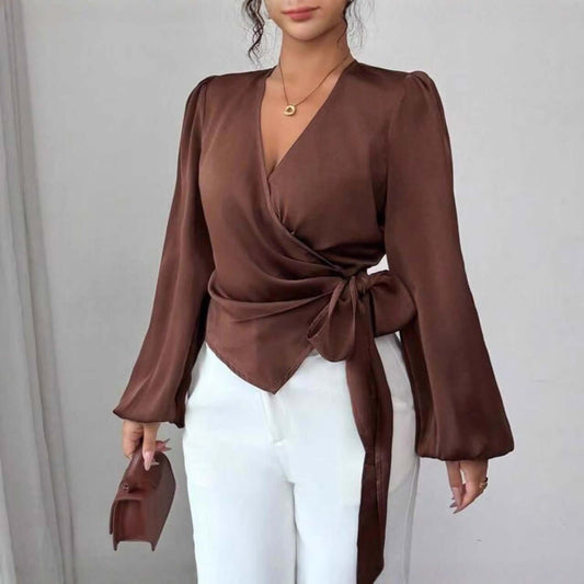 DROPPZZA Waist-Cinching Long-Sleeved Belly-Covering Shirt