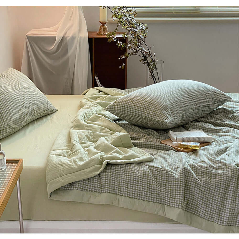 DROPPZZA Plaid Summer Quilt Double-sided Bedding