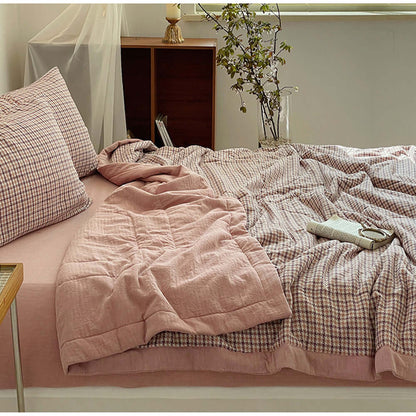 DROPPZZA Plaid Summer Quilt Double-sided Bedding