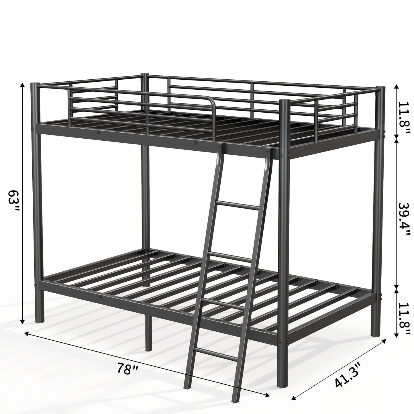 DROPPZZA Twin Over Twin Loft Bunk Bed Black