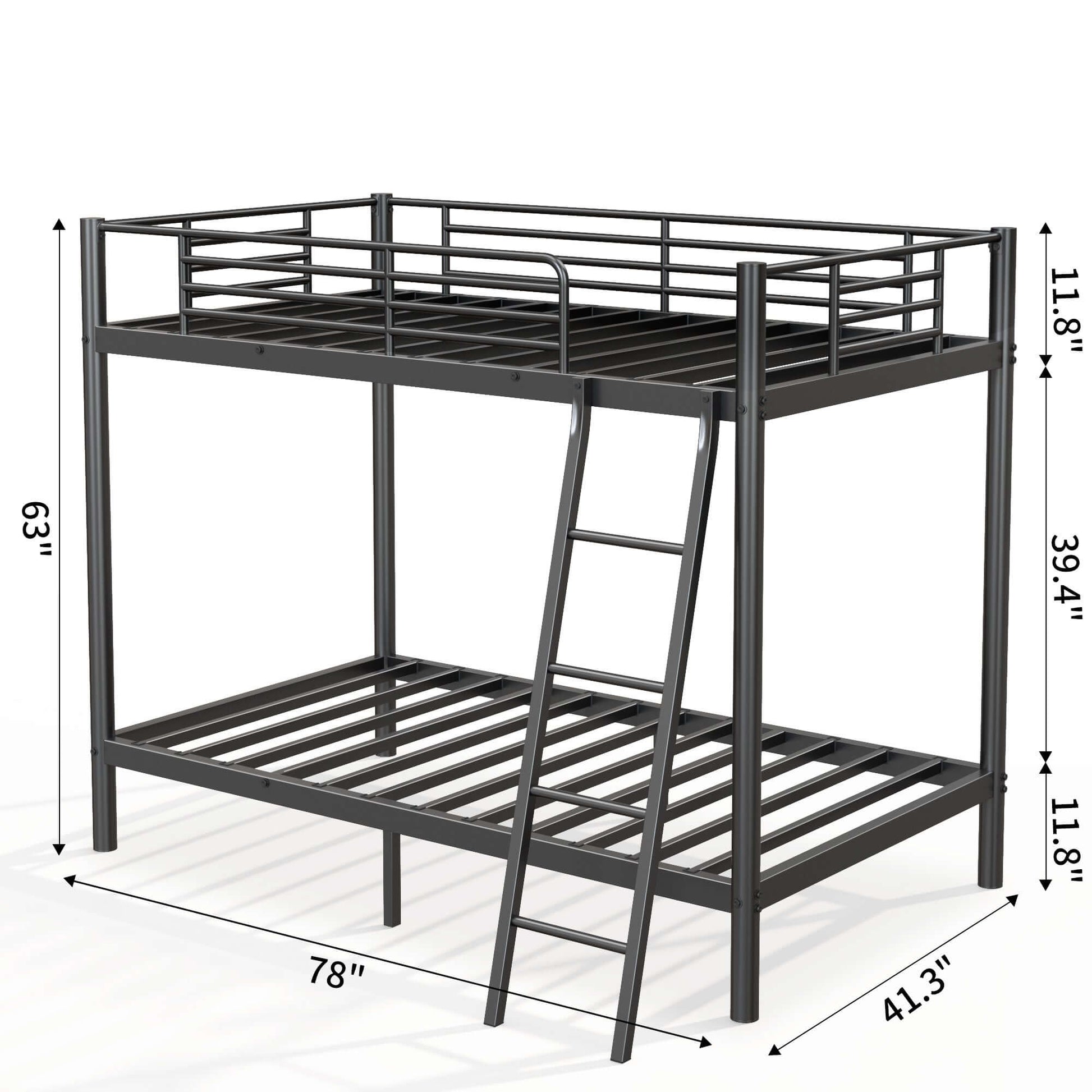DROPPZZA Twin Over Twin Loft Bunk Bed Black