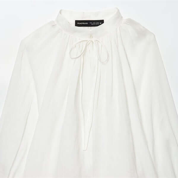 DROPPZZA Women’s Stand-up Collar Striped Lantern Sleeve Top