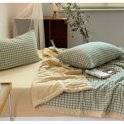DROPPZZA Plaid Summer Quilt Double-sided Bedding