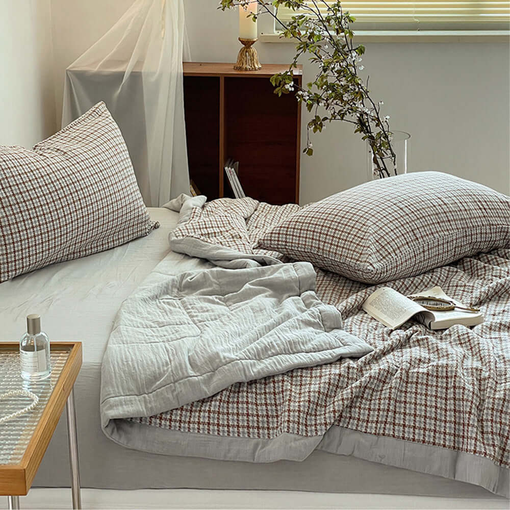 DROPPZZA Plaid Summer Quilt Double-sided Bedding