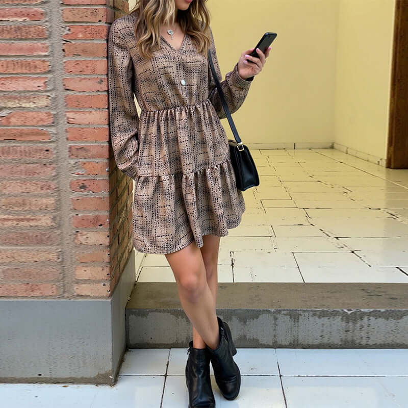 DROPPZZA Women’s Fashion Elegant Long Sleeve Dress