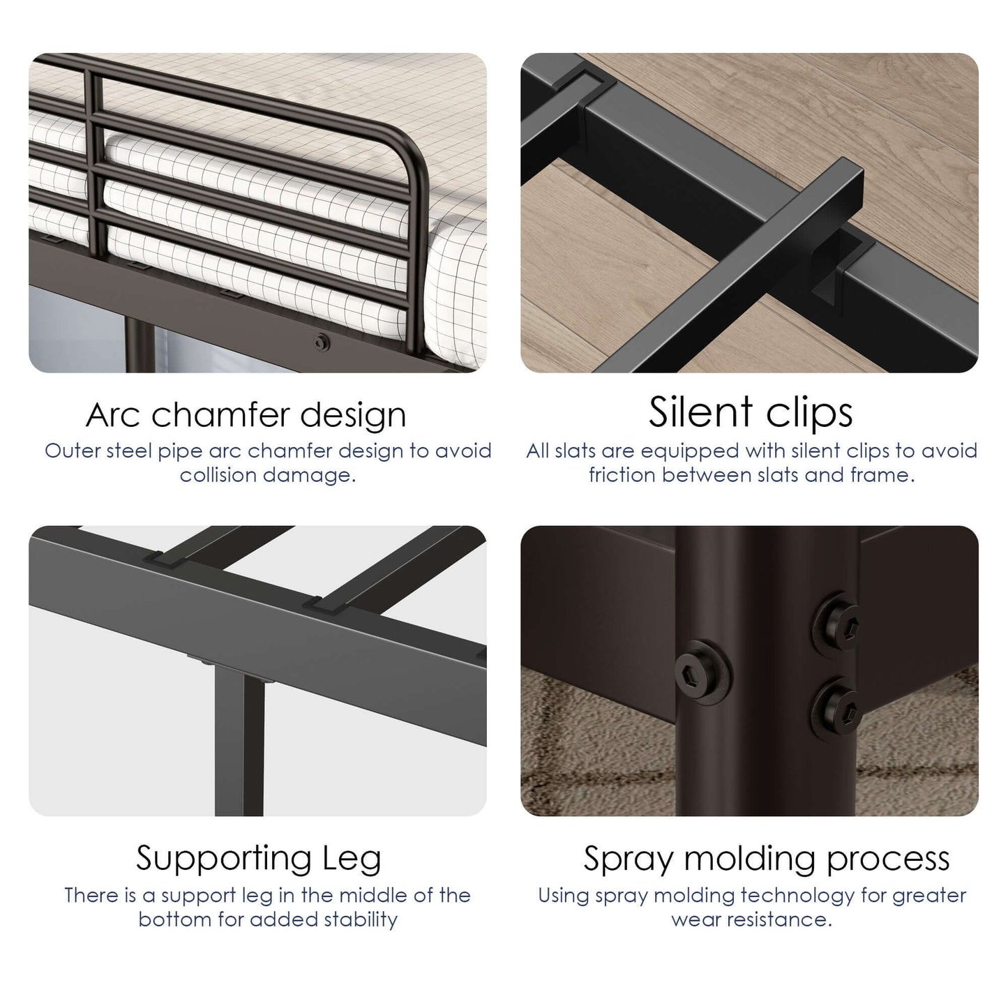 DROPPZZA Twin Over Twin Loft Bunk Bed Black