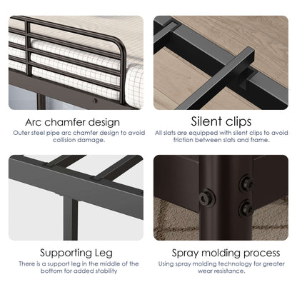 DROPPZZA Twin Over Twin Loft Bunk Bed Black