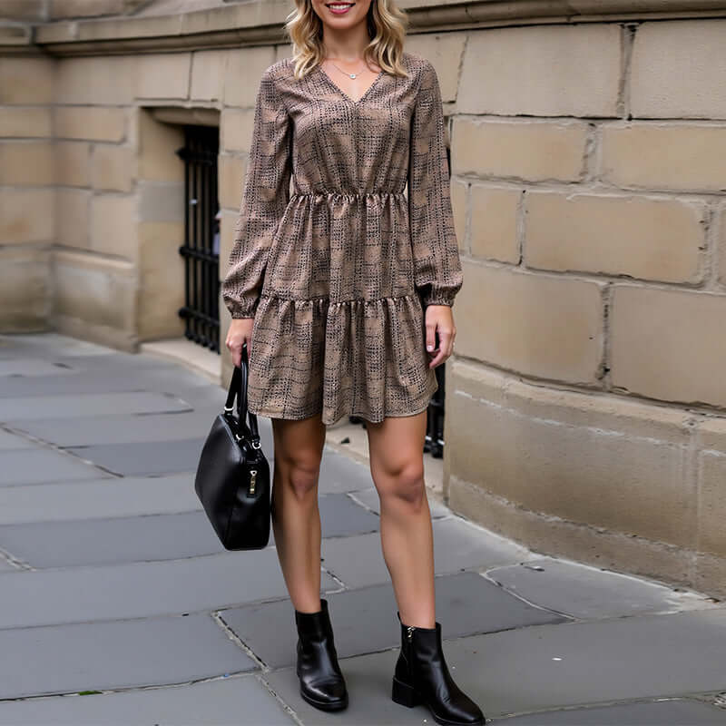 DROPPZZA Women’s Fashion Elegant Long Sleeve Dress